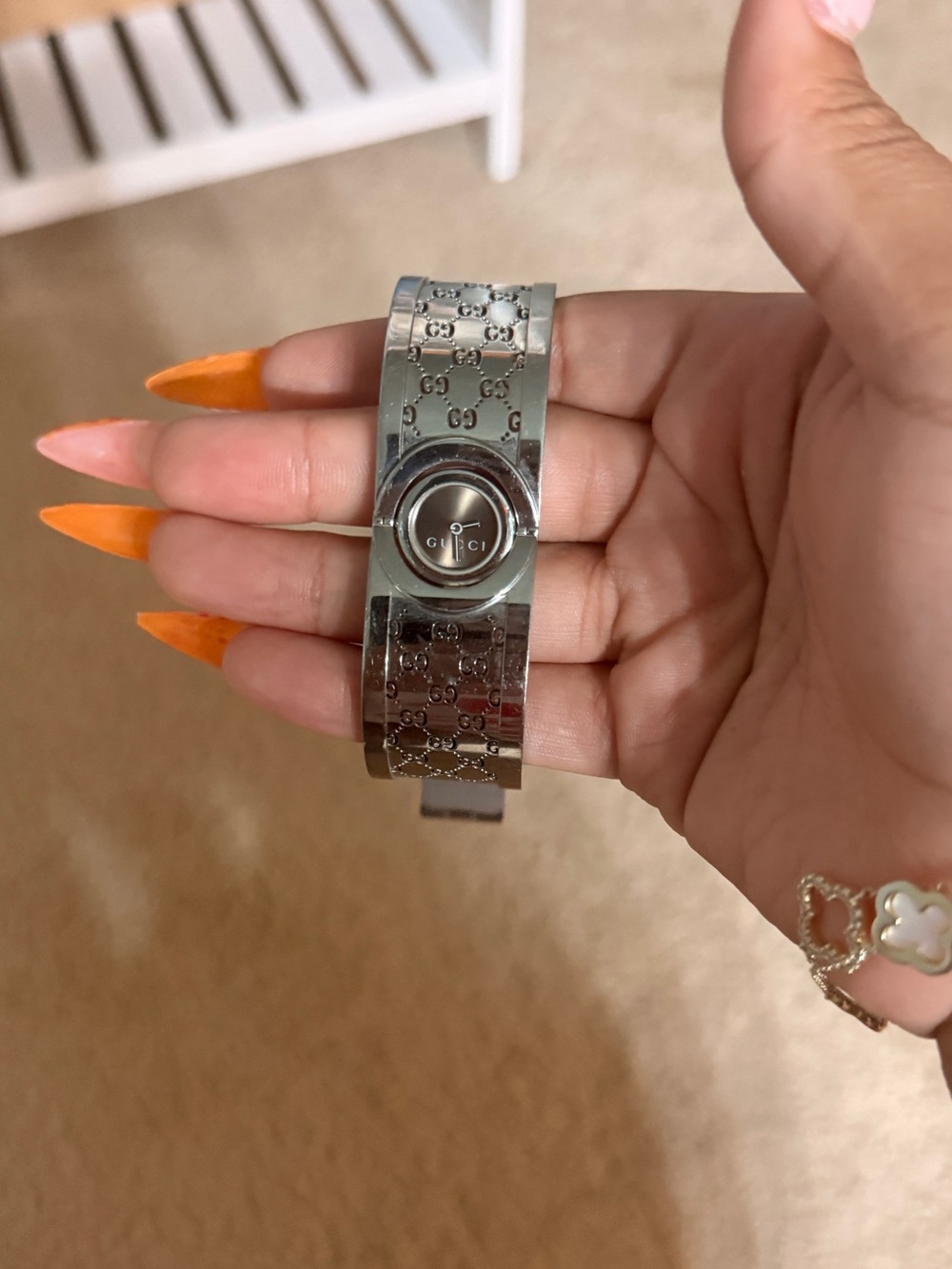 Gucci Silver Tone Interlocking GG Bangle Watch